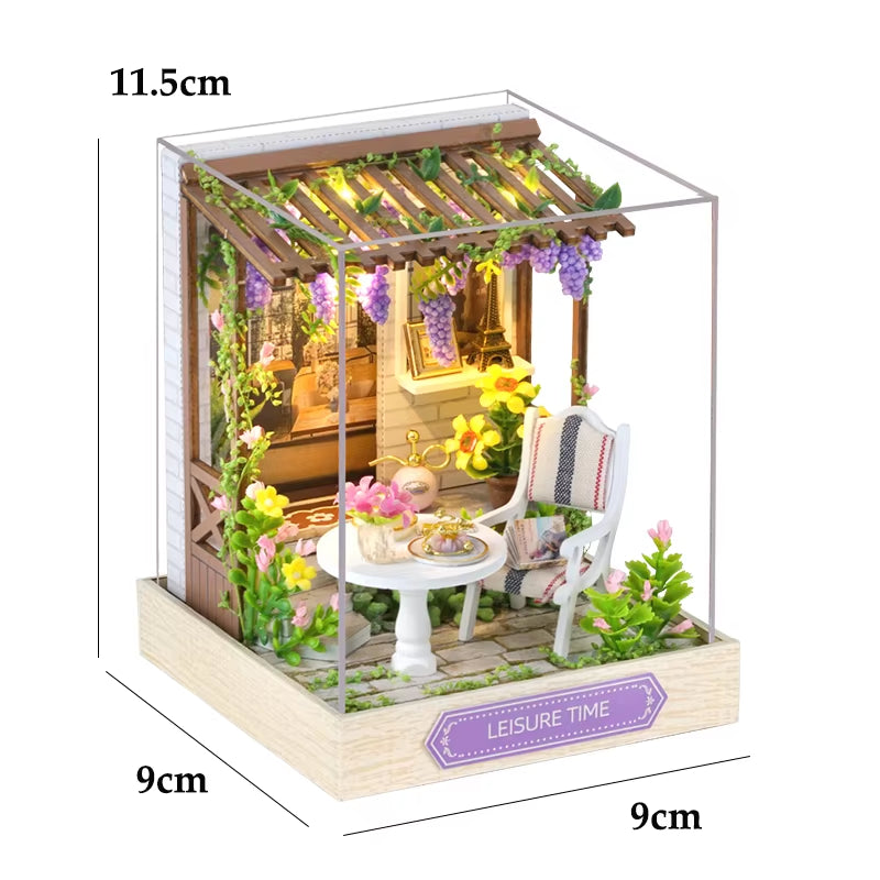 DIY Wooden Book Nook Kit with LED Light, Handmade Assembly Craft, Bookshelf Insert Desktop Ornament Home Decor Gift