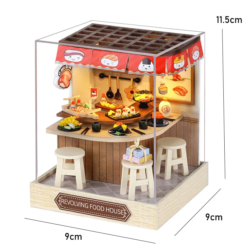 DIY Wooden Book Nook Kit with LED Light, Handmade Assembly Craft, Bookshelf Insert Desktop Ornament Home Decor Gift