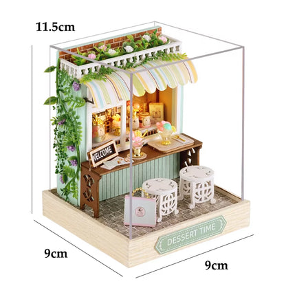 DIY Wooden Book Nook Kit with LED Light, Handmade Assembly Craft, Bookshelf Insert Desktop Ornament Home Decor Gift