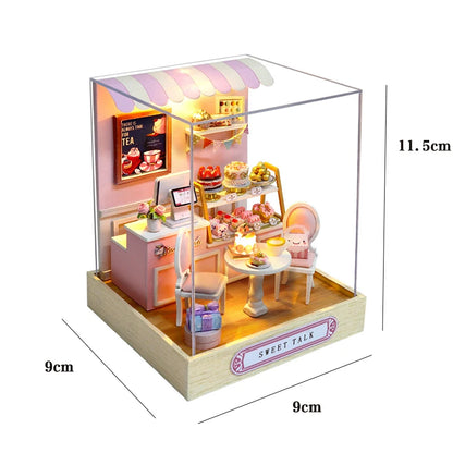 DIY Wooden Book Nook Kit with LED Light, Handmade Assembly Craft, Bookshelf Insert Desktop Ornament Home Decor Gift