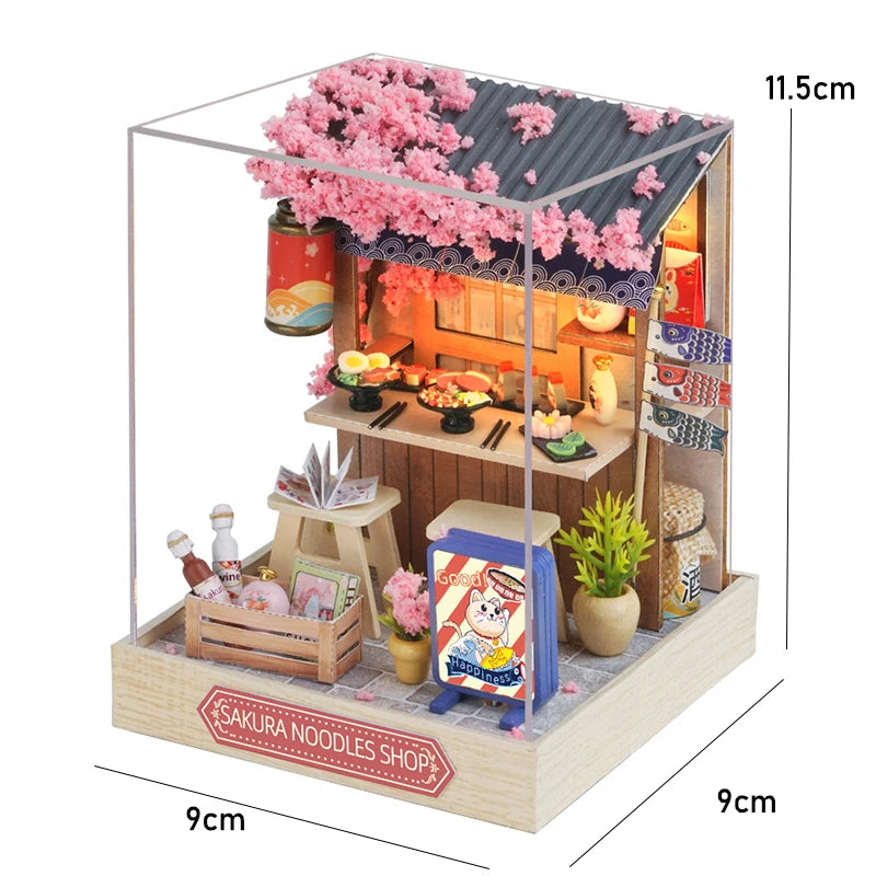 DIY Wooden Book Nook Kit with LED Light, Handmade Assembly Craft, Bookshelf Insert Desktop Ornament Home Decor Gift